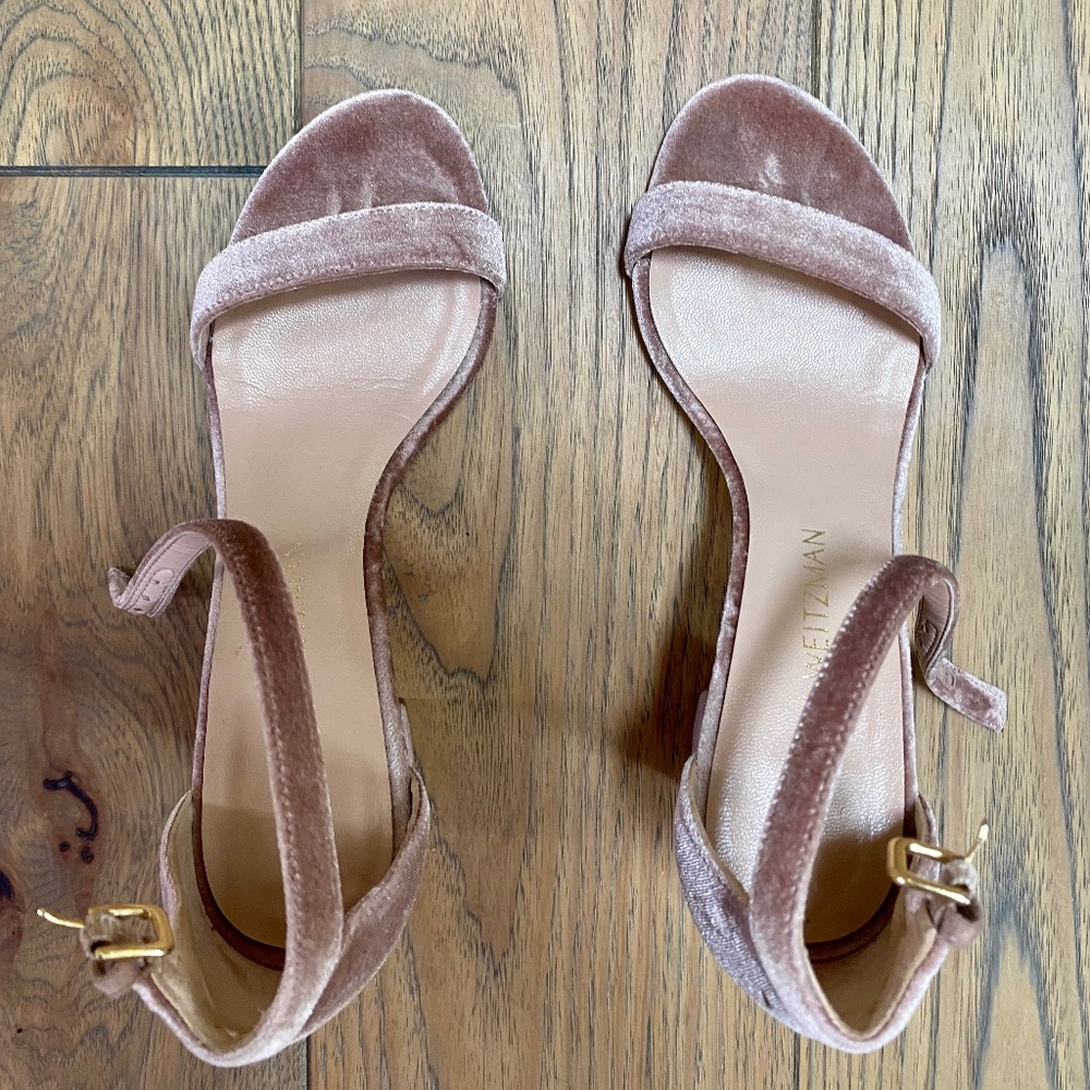 Stuart Weitzman velvet Sandals pink blush size 5.5